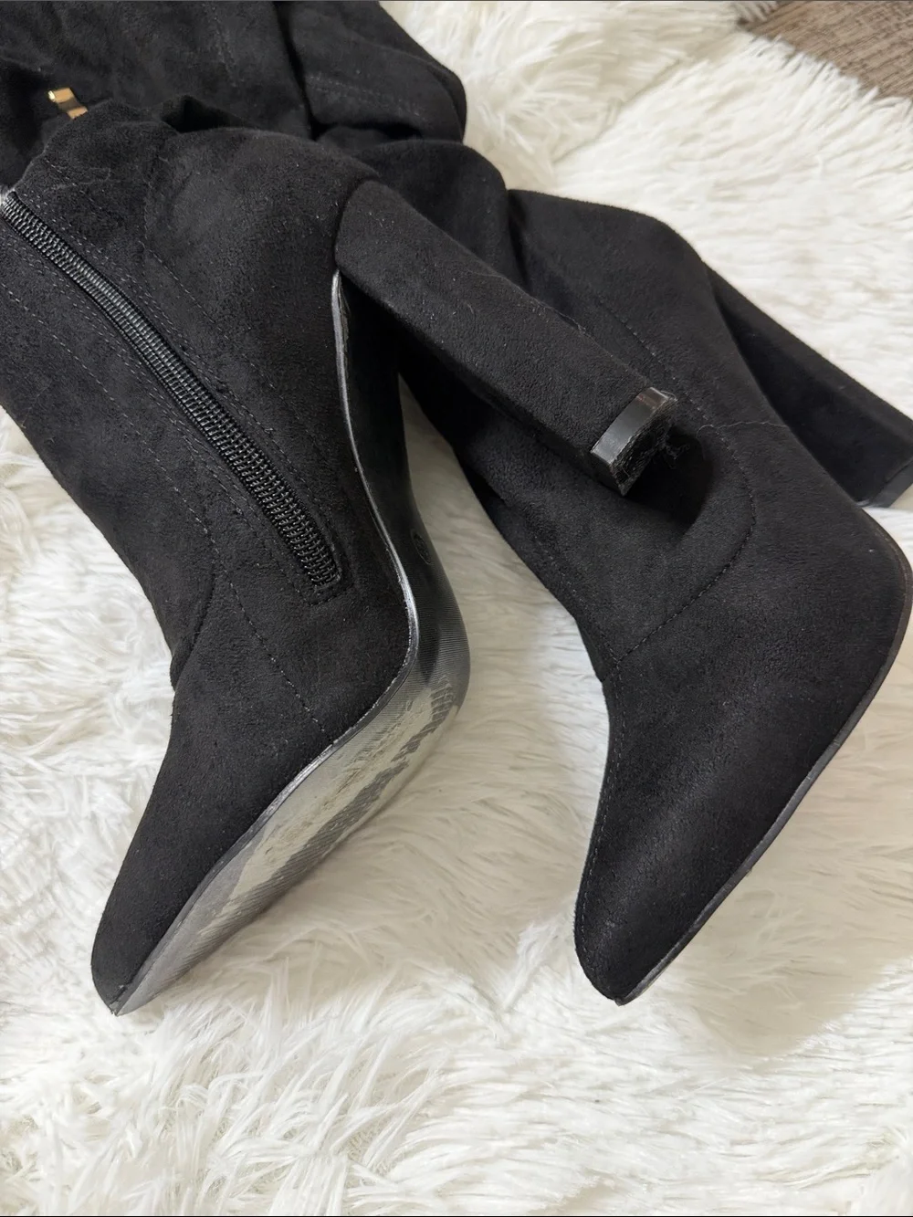 Black Over-the-Knee Pointed Toe Boots